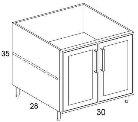 B30FH - Shaker Black - Outdoor Base Cabinet - Butt Doors - Special Order