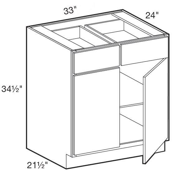 B33 - Manhattan High Gloss White - Base 33" - Double Door/Double Drawer