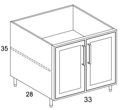 B33FH - Shaker Black - Outdoor Base Cabinet - Butt Doors - Special Order