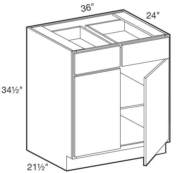 B36 - Manhattan High Gloss Metallic - Base 36" - Double Door/Double Drawer