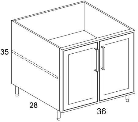 B36FH - Shaker Black - Outdoor Base Cabinet - Butt Doors - Special Order