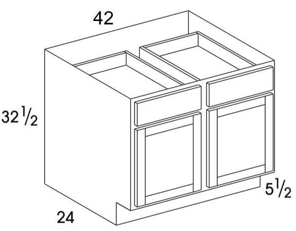 B42UD - Dartmouth Grey - UD Base Cabinet - Two Doors/Drawers - Special Order