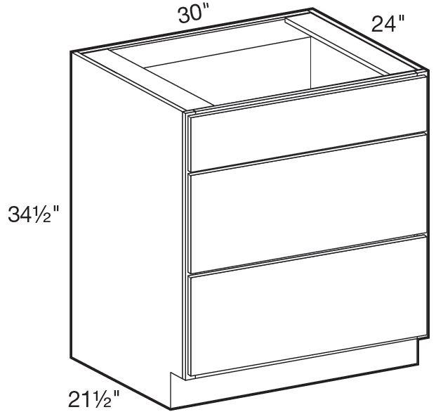 BCT30 - Manhattan High Gloss White - Base Cook Top 30" - Double Drawer/Single False Front