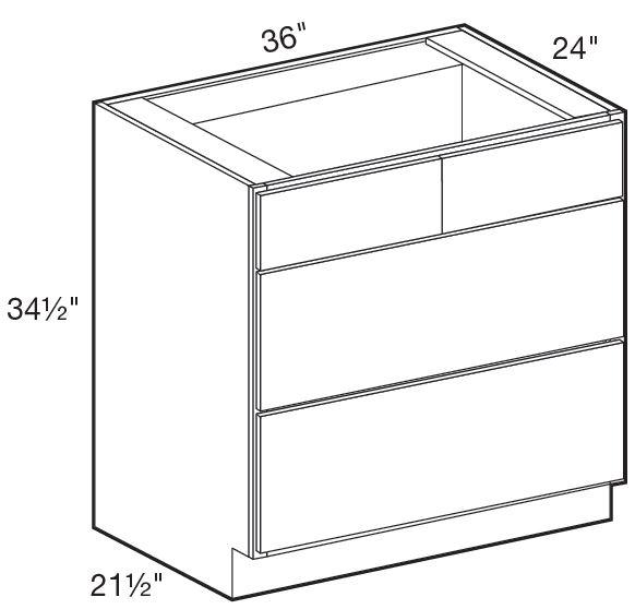 BCT36 - Manhattan High Gloss White - Base Cook Top 36" - Double Drawer/ Double False Front