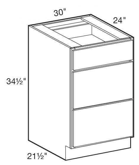 BD30 - Fulton Mocha - Base Drawer 30" - Triple Drawer