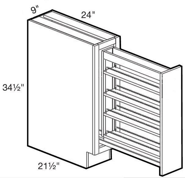 BPPO9 - Manhattan High Gloss White - 9" Base Pantry Pullout - Single Door