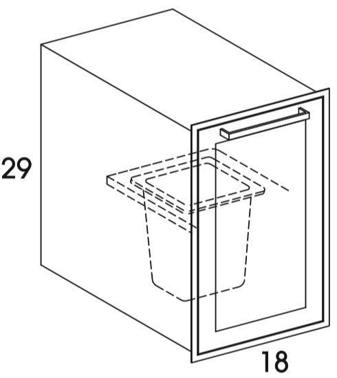 BWB18HI - Shaker Black - Outdoor Base Cabinet Hardscape Insert - Single Pull-out Door - Special Order