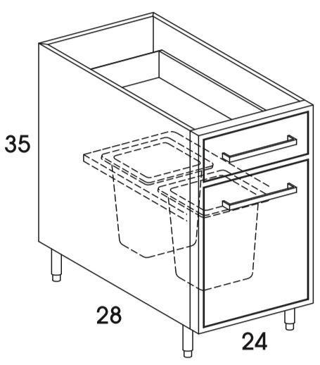 BWB24 - Shaker Black - Outdoor Base Cabinet - Single Drawer/Single Pull-out Door - Special Order