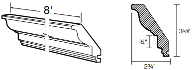 CCM8 - Fulton Mocha - Clsc Cwn Mold - 8' x 3 5/8" x 3/4"