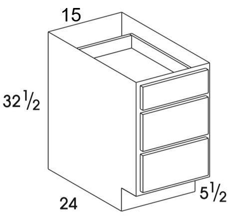 DB15UD - Dartmouth White - UD 3 Drawer Base Cabinet - Special Order