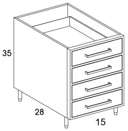 DB15 - Shaker Black - Outdoor Base Cabinet - 4 Drawers - Special Order