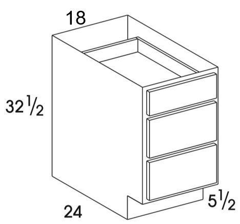 DB18UD - York Grey - UD 3 Drawer Base Cabinet - Special Order