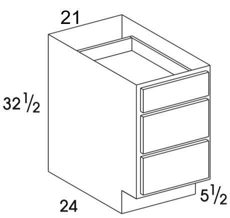 DB21UD - Dartmouth White - UD 3 Drawer Base Cabinet - Special Order