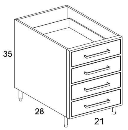 DB18 - Shaker Black - Outdoor Base Cabinet - 4 Drawers - Special Order