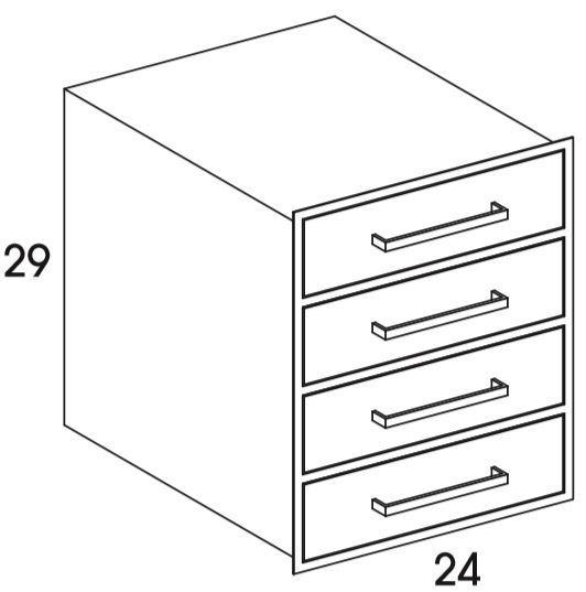 DB24HI - Shaker Black - Outdoor Base Cabinet - 4 Drawers - Special Order