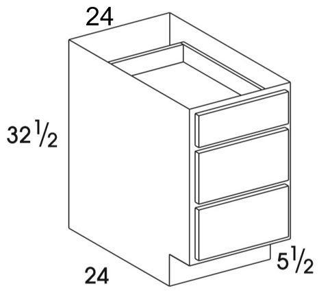 DB24UD - Dartmouth White - UD 3 Drawer Base Cabinet - Special Order