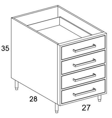 DB27 - Shaker Black - Outdoor Base Cabinet - 4 Drawers - Special Order