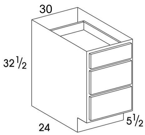 DB30UD - Dartmouth White - UD 3 Drawer Base Cabinet - Special Order