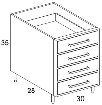 DB30 - Shaker Black - Outdoor Base Cabinet - 4 Drawers - Special Order