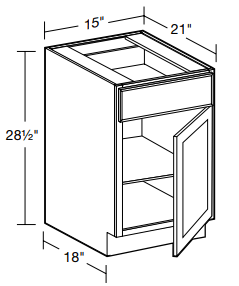 DDO15R - Nassau Mythic Blue - Desk Cabinet - 15" W x 21" D x 28 1/2" H - Single Door/Single Drawer - Hinges on Right