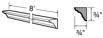 ICM8 - Waterford Vivid White - Inside Crn Mold - 8' x 3/4" x 3/4"