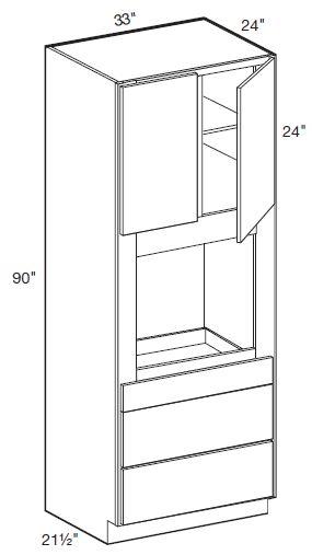 OC332490U - Hawthorne Cinnamon - Universal Oven Cabinet 33" x 90" - Double Doors