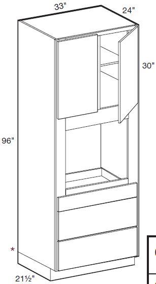 OC332496U - Glasgow Pebble Gray - Universal Oven Cabinet 33" x 96" - Double Doors