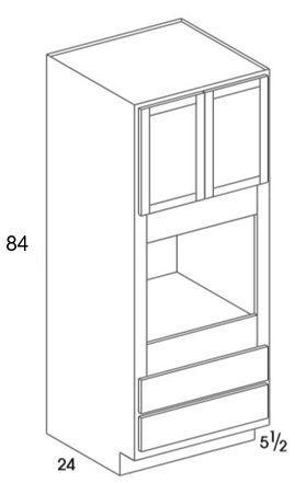 OC338424UD - Dartmouth White - UD Double Oven Cabinet - Partial Overlay Doors/Drawers - Special Order