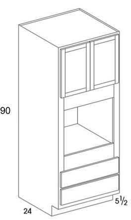 OC339024UD - Dartmouth White - UD Double Oven Cabinet - Partial Overlay Doors/Drawers - Special Order