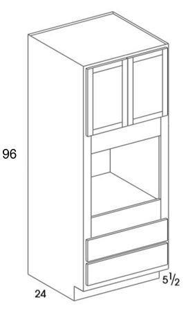 OC339624UD - York White - UD Double Oven Cabinet - Partial Overlay Doors/Drawers - Special Order