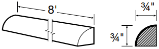 QR8 - Hawthorne Cinnamon - Quarter Round - 8' x 3/4" x 3/4"