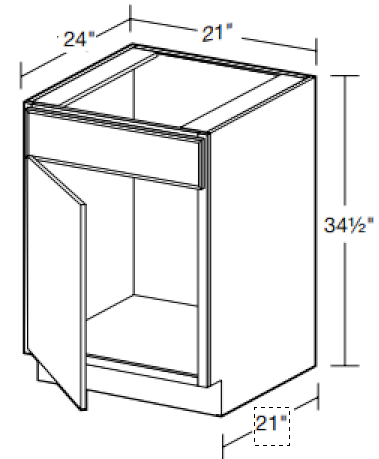 SB21L - Hawthorne Cinnamon - Sink Base 21" Left - Single Door/Single False Front - Hinges On Left