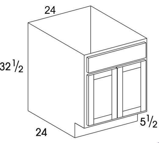 SB24DDUD - York Grey - UD Sink Base Cabinet - Butt Doors - Special Order