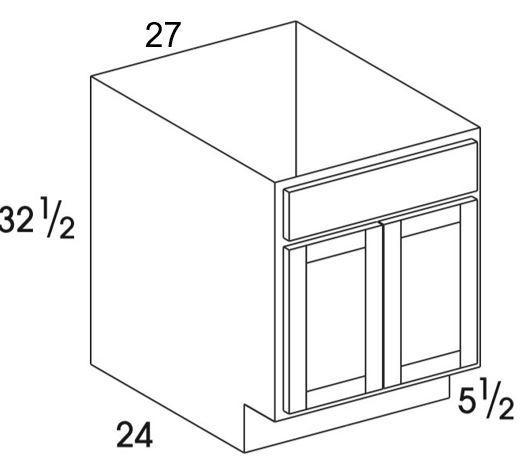 SB27UD - Dartmouth Pewter - UD Sink Base Cabinet - Butt Doors - Special Order