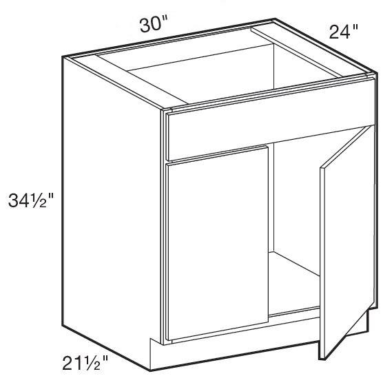 SB30 - Waterford Vivid White - Sink Base 30" - Double Door/Single False Front