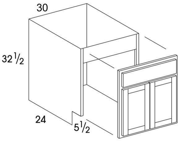 SB30REMUD - Dartmouth White - UD Removable Front Sink Base - Butt Doors - Special Order