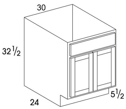 SB30UD - York Grey - UD Sink Base Cabinet - Butt Doors - Special Order