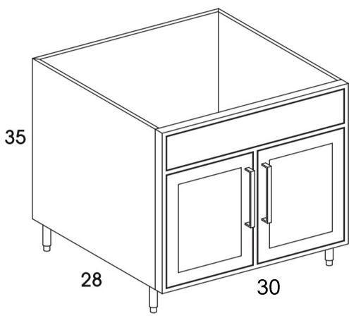 SB27 - Shaker Black - Outdoor Base Cabinet - Butt Doors/Sink - Special Order