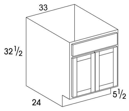 SB33UD - Dartmouth Pewter - UD Sink Base Cabinet - Butt Doors - Special Order