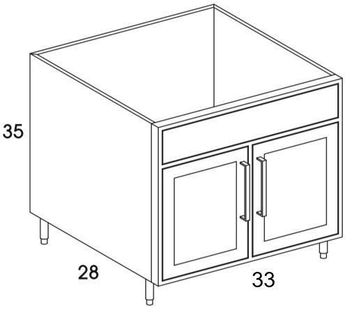 SB36 - Shaker Black - Outdoor Base Cabinet - Butt Doors/Sink - Special Order