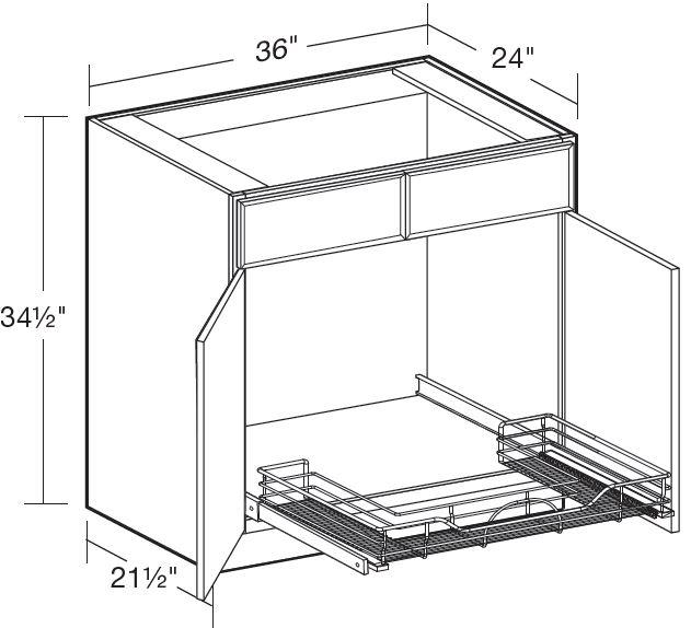 SB36-1USWP - Glasgow Pebble Gray - Sink Base 36" - Double Door/ Double False Front