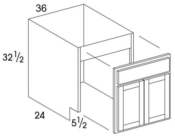 SB36REMUD - Dartmouth Pewter - UD Removable Front Sink Base - Butt Doors - Special Order