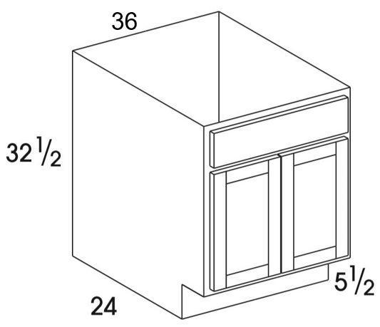 SB36UD - York Grey - UD Sink Base Cabinet - Butt Doors - Special Order