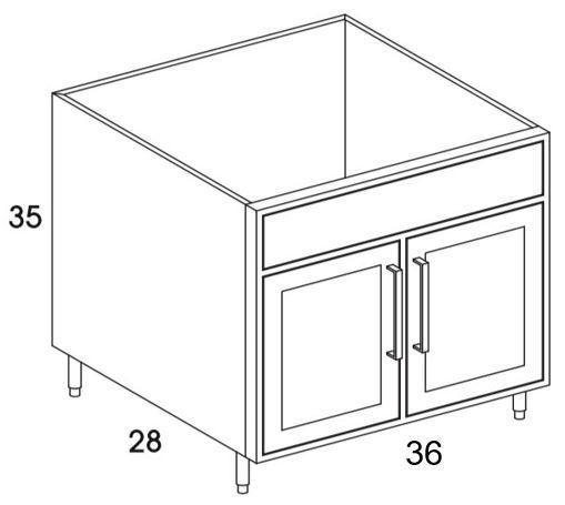 SB33 - Shaker Black - Outdoor Base Cabinet - Butt Doors/Sink - Special Order