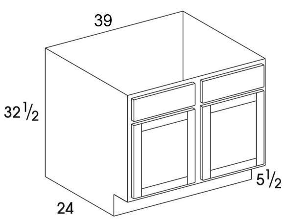 SB39UD - York Grey - UD Sink Base Cabinet - Double Doors - Special Order