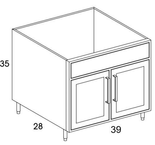 SB39 - Shaker Black - Outdoor Base Cabinet - Butt Doors/Sink - Special Order