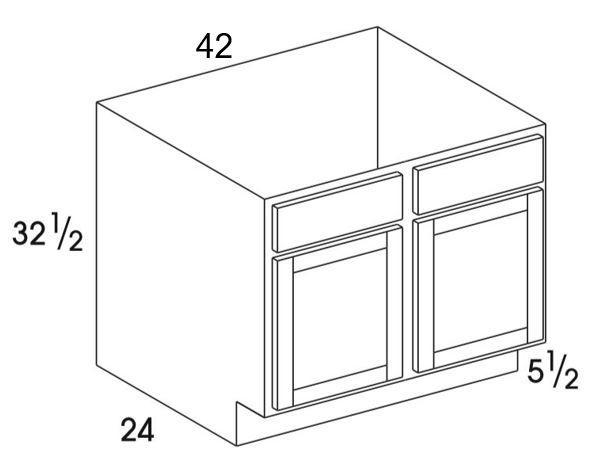 SB42UD - Dartmouth Pewter - UD Sink Base Cabinet - Double Doors - Special Order