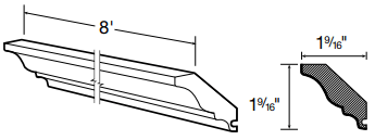 SCM8 - Wembley Valley Gray - Soffit Crown Molding - 8' x 1 9/16" x 3/4"