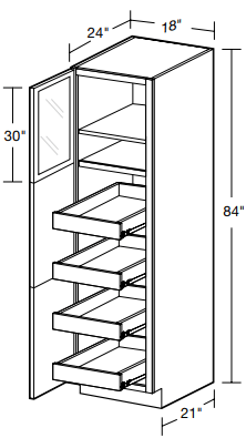 U182484PFGL-4T - Fulton Mocha - Utility 18"x24"x84" 4 ROT - Single Door Prepped For Glass - Hinges On Left