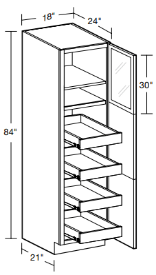 U182484PFGR-4T - Fulton Mocha - Utility 18"x24"x84" 4 ROT - Single Door Prepped For Glass - Hinges On Right